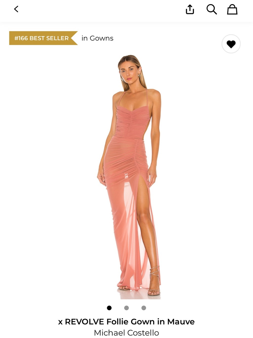 Michael Costello Dusty Mauve Ruched Sweetheart Maxi Dress